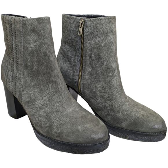 Liebeskind Booties Womens 8.5 EU 39 Gray Nubuck Leather Platform Block Heel Side - Picture 2 of 12
